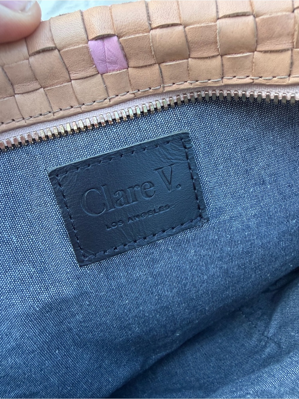 Clare V. Grande Fanny- bisque woven checker - Picture 3 of 15